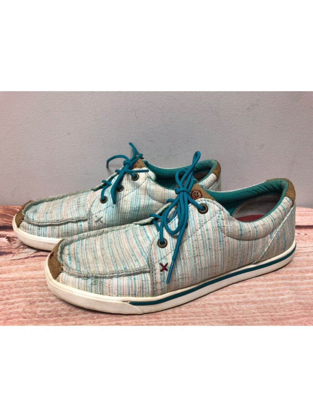 Twisted X Womens 9.5 Hooey Loper Turquoise Casual Boat Shoes
